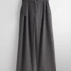 & Other Stories Pants | Wide Paperbag-Waist Trousers Grey