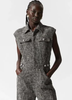 & Other Stories Jumpsuits | Pants | Wide Sleeveless Tweed Jumpsuit Black Tweed