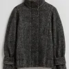& Other Stories Outerwear | Wool Jacket Black Stripes