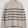 & Other Stories Sweaters & Knits | Wool Knit Sweater Beige/Navy Melange Stripe