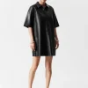 & Other Stories Dresses | Zip-Detailed Leather Mini Dress Black