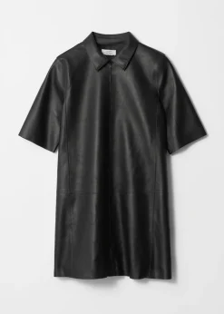 & Other Stories Dresses | Zip-Detailed Leather Mini Dress Black